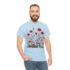 Wildflowers and Red Roses, Graphic T-Shirts for Women, Floral Shirt, Womens Short Sleeve, Ladies Graphic Tees #5035TTS