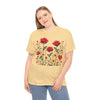 Wildflowers and Red Roses, Graphic T-Shirts for Women, Floral Shirt, Womens Short Sleeve, Ladies Graphic Tees #5034TTS
