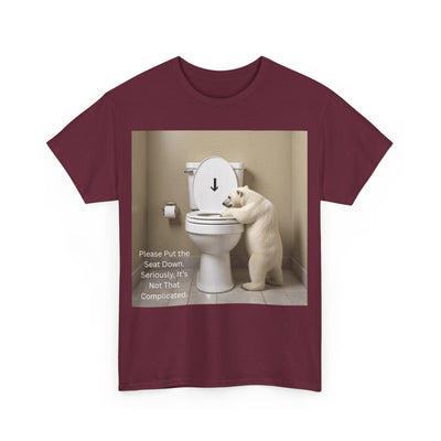 Please Put the Seat Down, Seriously, It's Not that Complicated, Polar Bear Toilet Seat Down, Seat Down Reminder Shirt #5004STS