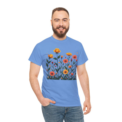 Wildflowers and Yellow Roses, Graphic T-Shirts for Women, Floral Shirt, Womens Short Sleeve, Ladies Graphic Tees #5026TTS
