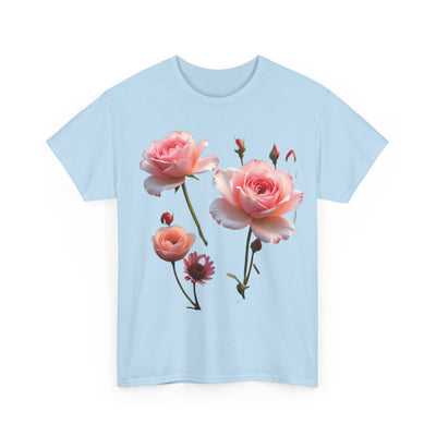Wildflowers and Pink Roses, Graphic T-Shirts for Women, Floral Shirt, Womens Short Sleeve, Ladies Graphic Tees #5019TTS