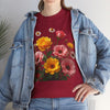 Wildflowers and Pink & Yellow Roses, Graphic T-Shirts for Women, Floral Shirt, Womens Short Sleeve, Ladies Graphic Tees #5147TTS