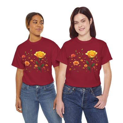 Wildflowers and a Yellow Rose, Graphic T-Shirts for Women, Floral Shirt, Womens Short Sleeve, Ladies Graphic Tees #5010TTS
