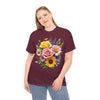 Wildflowers and Pink & Yellow Roses, Graphic T-Shirts for Women, Floral Shirt, Womens Short Sleeve, Ladies Graphic Tees #5145TTS