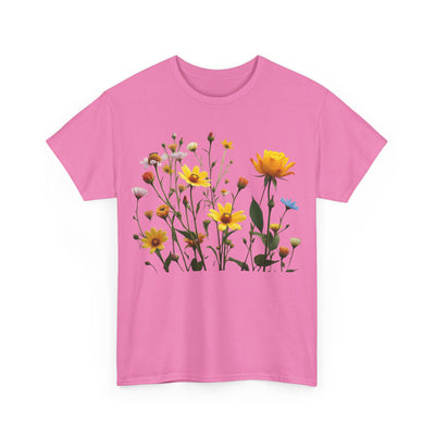 Wildflowers and a Yellow Rose, Graphic T-Shirts for Women, Floral Shirt, Womens Short Sleeve, Ladies Graphic Tees #5009TTS