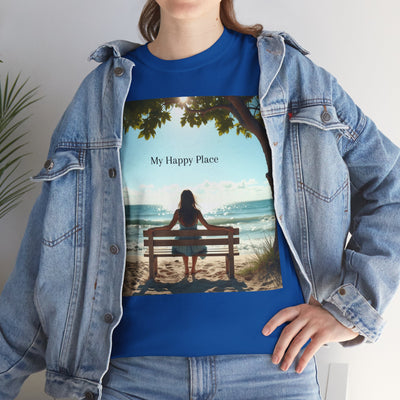 My Happy Place, Woman on Bench, Looking at Waves,Safe Place T-Shirt, Finding My Happy Place Top, Ocean Waves,#5003STS