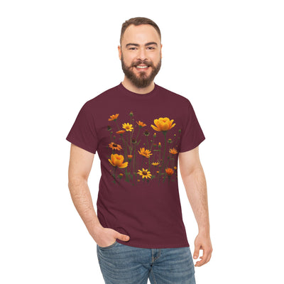 Wildflowers and Yellow Roses, Graphic T-Shirts for Women, Floral Shirt, Womens Short Sleeve, Ladies Graphic Tees #5011TTS