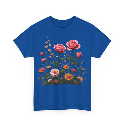Wildflowers and Pink Roses, Graphic T-Shirts for Women, Floral Shirt, Womens Short Sleeve, Ladies Graphic Tees #5013TTS