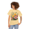 Wildflowers and Pink & Yellow Roses, Graphic T-Shirts for Women, Floral Shirt, Womens Short Sleeve, Ladies Graphic Tees #5149TTS