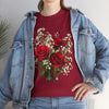 Wildflowers and Red Roses, Graphic T-Shirts for Women, Floral Shirt, Womens Short Sleeve, Ladies Graphic Tees #5127TTS