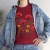 Wildflowers and Red Roses, Graphic T-Shirts for Women, Floral Shirt, Womens Short Sleeve, Ladies Graphic Tees #5034TTS