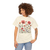 Wildflowers and Pink Roses, Graphic T-Shirts for Women, Floral Shirt, Womens Short Sleeve, Ladies Graphic Tees #5015TTS