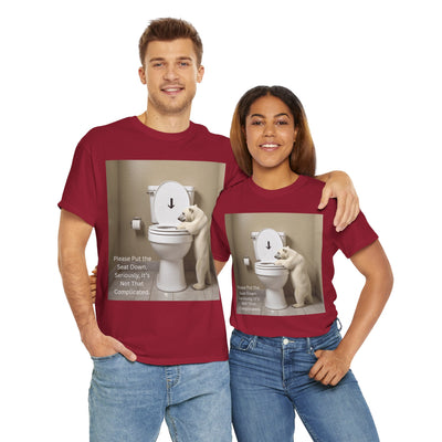 Please Put the Seat Down, Seriously, It's Not that Complicated, Polar Bear Toilet Seat Down, Seat Down Reminder Shirt #5004STS