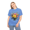 Wildflowers and Pink & Yellow Roses, Graphic T-Shirts for Women, Floral Shirt, Womens Short Sleeve, Ladies Graphic Tees #5143TTS