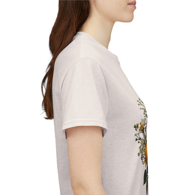 Wildflowers and Pink & Yellow Roses, Graphic T-Shirts for Women, Floral Shirt, Womens Short Sleeve, Ladies Graphic Tees #5143TTS