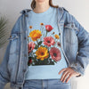 Wildflowers and Pink & Yellow Roses, Graphic T-Shirts for Women, Floral Shirt, Womens Short Sleeve, Ladies Graphic Tees #5147TTS