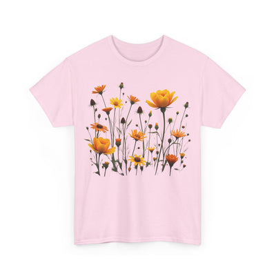 Wildflowers and Yellow Roses, Graphic T-Shirts for Women, Floral Shirt, Womens Short Sleeve, Ladies Graphic Tees #5011TTS