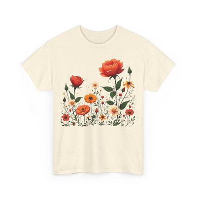 Wildflowers and Orange Roses, Graphic T-Shirts for Women, Floral Shirt, Womens Short Sleeve, Ladies Graphic Tees #5043TTS