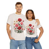 Wildflowers and Pink & Red Roses, Graphic T-Shirts for Women, Floral Shirt, Womens Short Sleeve, Ladies Graphic Tees #5134TTS