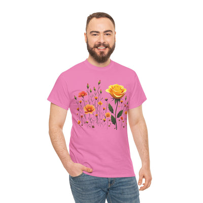 Wildflowers and a Yellow Rose, Graphic T-Shirts for Women, Floral Shirt, Womens Short Sleeve, Ladies Graphic Tees #5010TTS