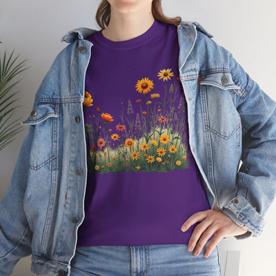 Wildflowers and Yellow Roses, Graphic T-Shirts for Women, Floral Shirt, Womens Short Sleeve, Ladies Graphic Tees #5028TTS