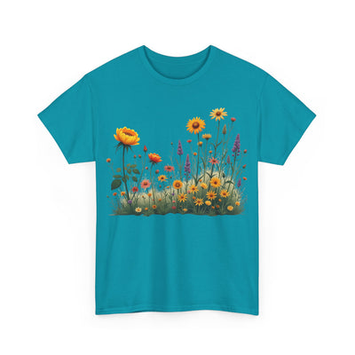 Wildflowers and Yellow Roses, Graphic T-Shirts for Women, Floral Shirt, Womens Short Sleeve, Ladies Graphic Tees #5028TTS