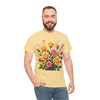 Wildflowers and Pink & Yellow Roses, Graphic T-Shirts for Women, Floral Shirt, Womens Short Sleeve, Ladies Graphic Tees #5142TTS