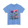 Wildflowers and Pink/Violet Roses, Graphic T-Shirts for Women, Floral Shirt, Womens Short Sleeve, Ladies Graphic Tees #5101TTS