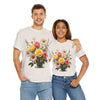 Wildflowers and Pink & Yellow Roses, Graphic T-Shirts for Women, Floral Shirt, Womens Short Sleeve, Ladies Graphic Tees #5136TTS