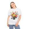 Wildflowers and Pink & Yellow Roses, Graphic T-Shirts for Women, Floral Shirt, Womens Short Sleeve, Ladies Graphic Tees #5136TTS