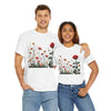 Wildflowers and a Red Rose, Graphic T-Shirts for Women, Floral Shirt, Womens Short Sleeve, Ladies Graphic Tees #5008TTS