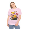 Wildflowers and Pink & Yellow Roses, Graphic T-Shirts for Women, Floral Shirt, Womens Short Sleeve, Ladies Graphic Tees #5148TTS