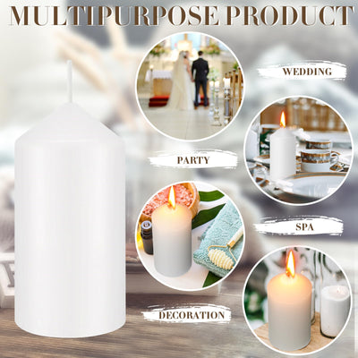 MTLEE Set of 40 White Pillar Candles 2x4 Inch Dripless Unscented Candle Bulk Large Clean Burning Smokeless Dinner Candles Long Burning Decorative Candles for Home Wedding Party Spa Bath