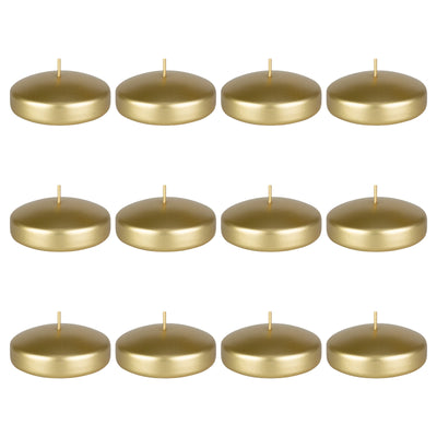 Mega Candles 12 pcs Unscented Gold Floating Disc Candle, Hand Poured Paraffin Wax Candles 3 Inch Diameter, Home Décor, Wedding Receptions, Baby Showers, Birthdays, Celebrations & Party Favors