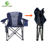 ALPHA CAMP Oversized Camping Folding Chair Heavy Duty with Cooler Bag Support 450 LBS Steel Frame Collapsible Padded Arm Quad Lumbar Back Chair Portable for Lawn Outdoor,Blue,1PC