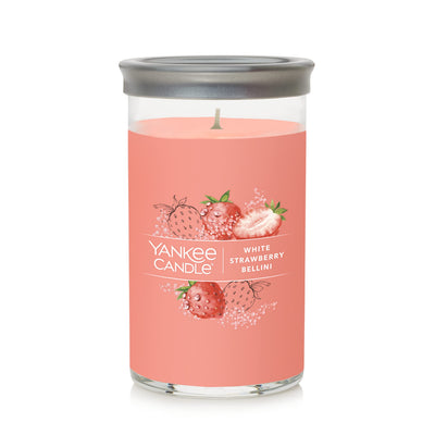 Yankee Candle White Strawberry Bellini Signature Medium Pillar Candle, 14.25oz,