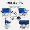 Dowinx Double Camping Chair Portable Folding Outdoor Loveseat with Side Pockets, Lawn Chair Camping Couch for Beach/Outdoor/Patio, Padded Seats & Armrests Supports up to 440lbs, (Blue PRO)