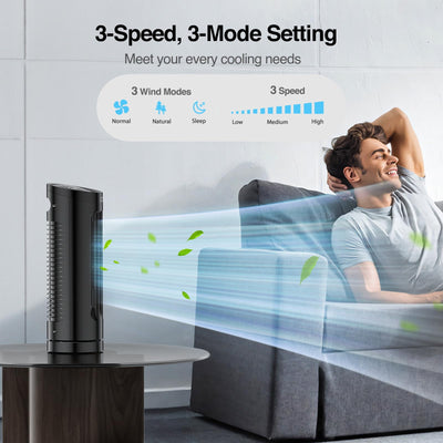 VCK 13-Inch Tower Fan - 70° Oscillation Desk Fan with 3 Speeds, 3 Wind Modes, Safe Bladeless Design, Digital Touch Screen, Remote Control, 1-7H Timer - Quiet Table Fan for Home Office Bedroom