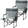 TIMBER RIDGE Heavy Duty Camping Chair with Compact Size, Portable Directors Chair with Side Table and Pocket for Camping, Lawn, Sports and Fishing, Supports Up to 400lbs, Grey 2 Pack