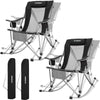 FUNDANGO Rocking Camping Chair for Adults, 2 Pack Folding Rocking Camping Chair with High Back, Rocker Camp Lawn Chairs Support 220lbs for Backyard, Garden, Picnic, Camping, Outdoor