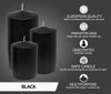 Hyoola Black Pillar Candles 3x6 Inch - 6 Pack Unscented Pillar Candles - European Made