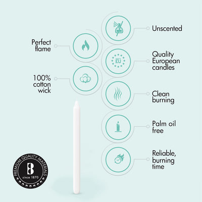 Bolsius Straight Unscented White Candles Pack of 100-11.5-inch Long Candles -12 Hour Long Burning Candles - Perfect for Emergency Candles, Chime Candles, Table Candles for Wedding Dinner, Christmas