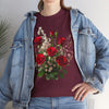 Wildflowers and Red Roses, Graphic T-Shirts for Women, Floral Shirt, Womens Short Sleeve, Ladies Graphic Tees #5130TTS