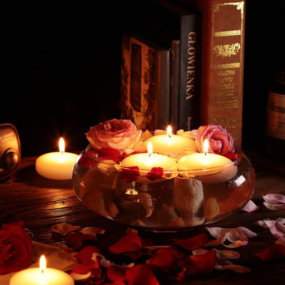 Tuyai (Set of 36) Floating Candles, 3 inch White Dripless Wax Burning Candles, for Weddings, Party, Special Occasions and Home Decorations