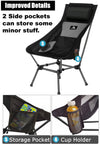 AnYoker Camping Chair Over Size, 2 Way Compact Backpacking Chair, Portable Folding Chair, Beach Chair with Side Pocket and headrest, Lightweight Hiking Chair 0166WBA （Black）