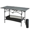 VEVOR Folding Camping Table, Aluminum Ultra Compact Outdoor Portable Fold Up Lightweight Table with Large Storage and Carry Bag, for Beach, Picnic, Travel, Backyard, BBQ, Patio, 45'' x 22'', Black