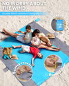 POPCHOSE Beach Blanket, Sandfree Beach Mat ‎108"x85.2" for 7 Persons, Extra Large Beach Blanket Waterproof Sandproof with 6 Stakes, Easy to Clean, Lightweight Compact Beach Accessories