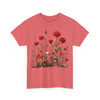 Wildflowers and Red Roses, Graphic T-Shirts for Women, Floral Shirt, Womens Short Sleeve, Ladies Graphic Tees #5035TTS