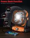 GIPAOE Personal Fan Camping rechargeable, 20000mAh Battery powered fan with LED Lantern,270°Head Rotation, Small Table/USB Desk Fan Portable with Hanging Hook for Travel Camping Tent Office, Orange