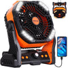 20000mAh Battery powered fan Camping Fan essentials,Portable fan Battery Operated fan, Rechargeable Battery Operated Outdoor Tent Fan with Light & Hook,Personal USB Desk Fan for Camping,Orange